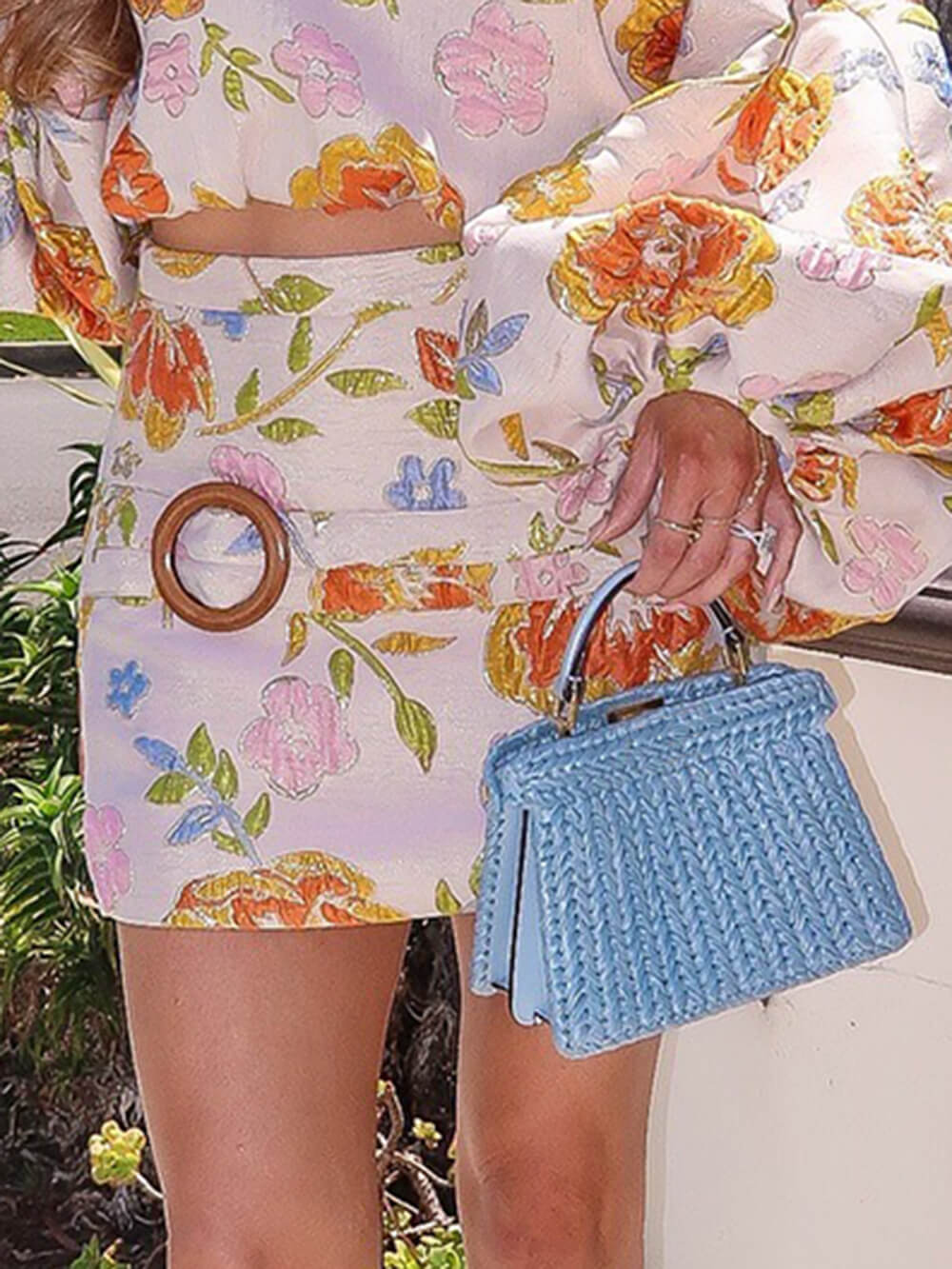 Retro Floral Print Buttoned Mini Skirt