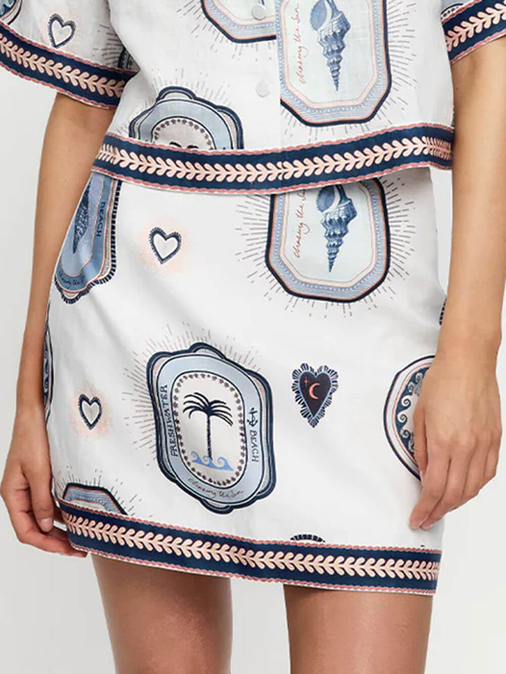 Retro Seashell Print A-line Mini Skirt