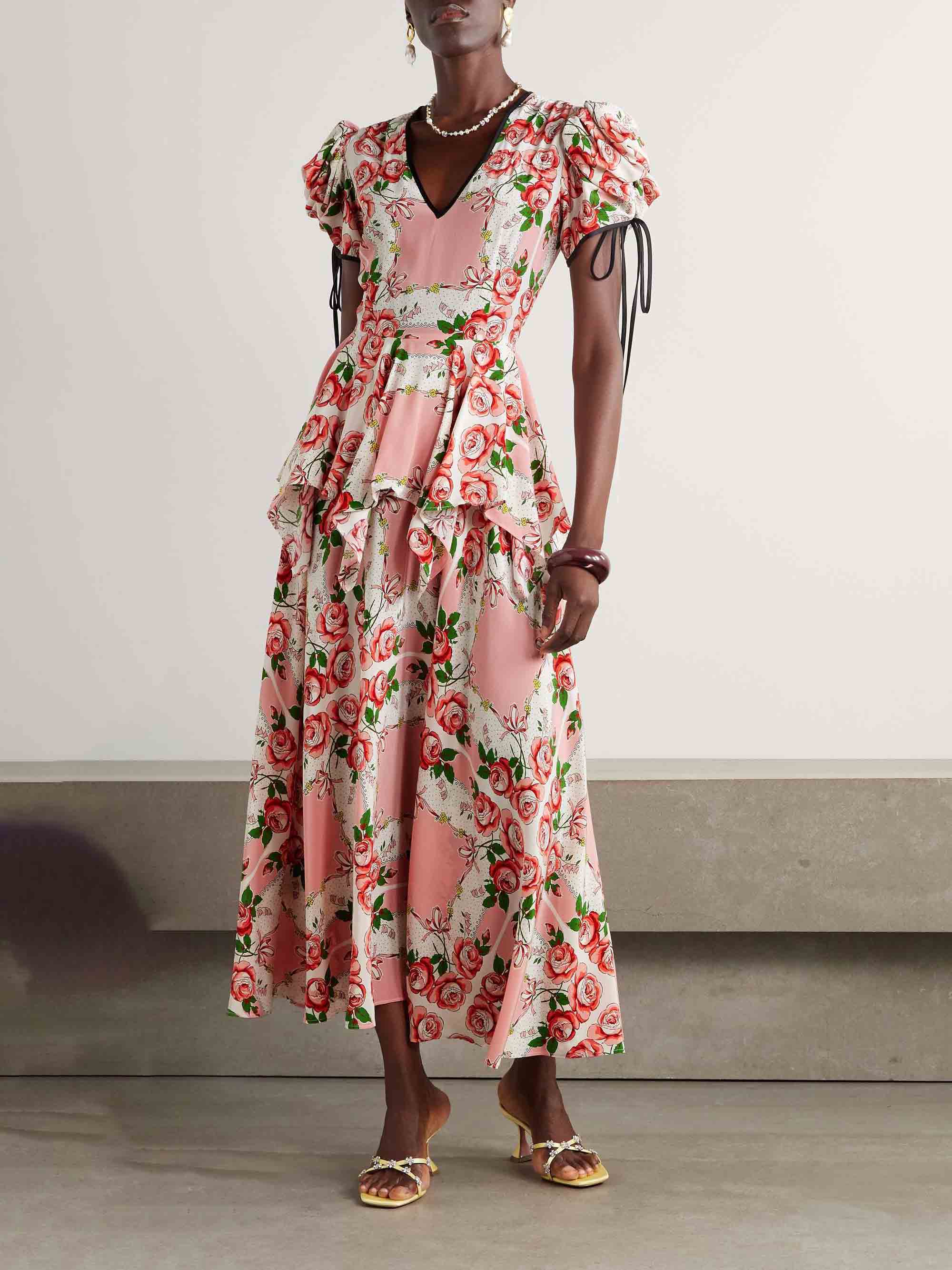 Retro Romantic Floral Printed Cropped Hem Shirt