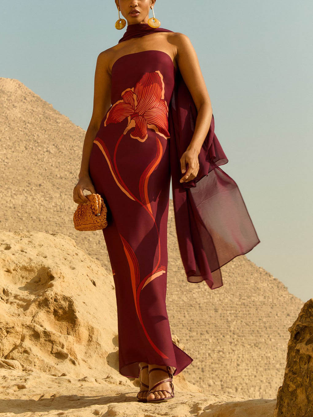 Elegant Positioning Floral Print Wrap Maxi Dress