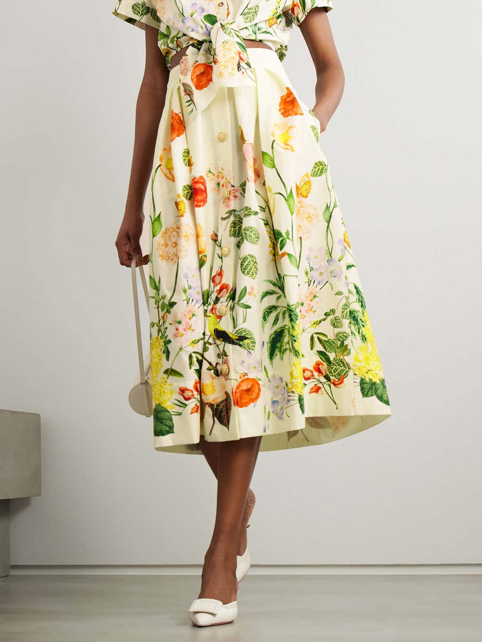 Retro Oil Painting Floral Print A-line Skirt