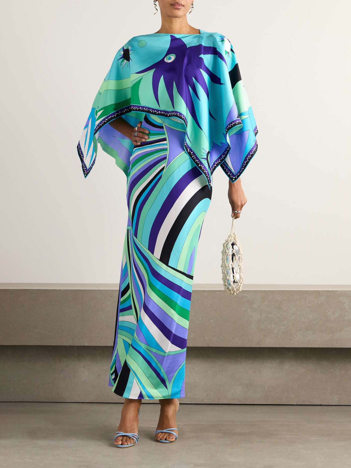 Unique Layered Swirl Print Maxi Dress