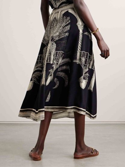 Tropical Palm Leaf Print Skirt