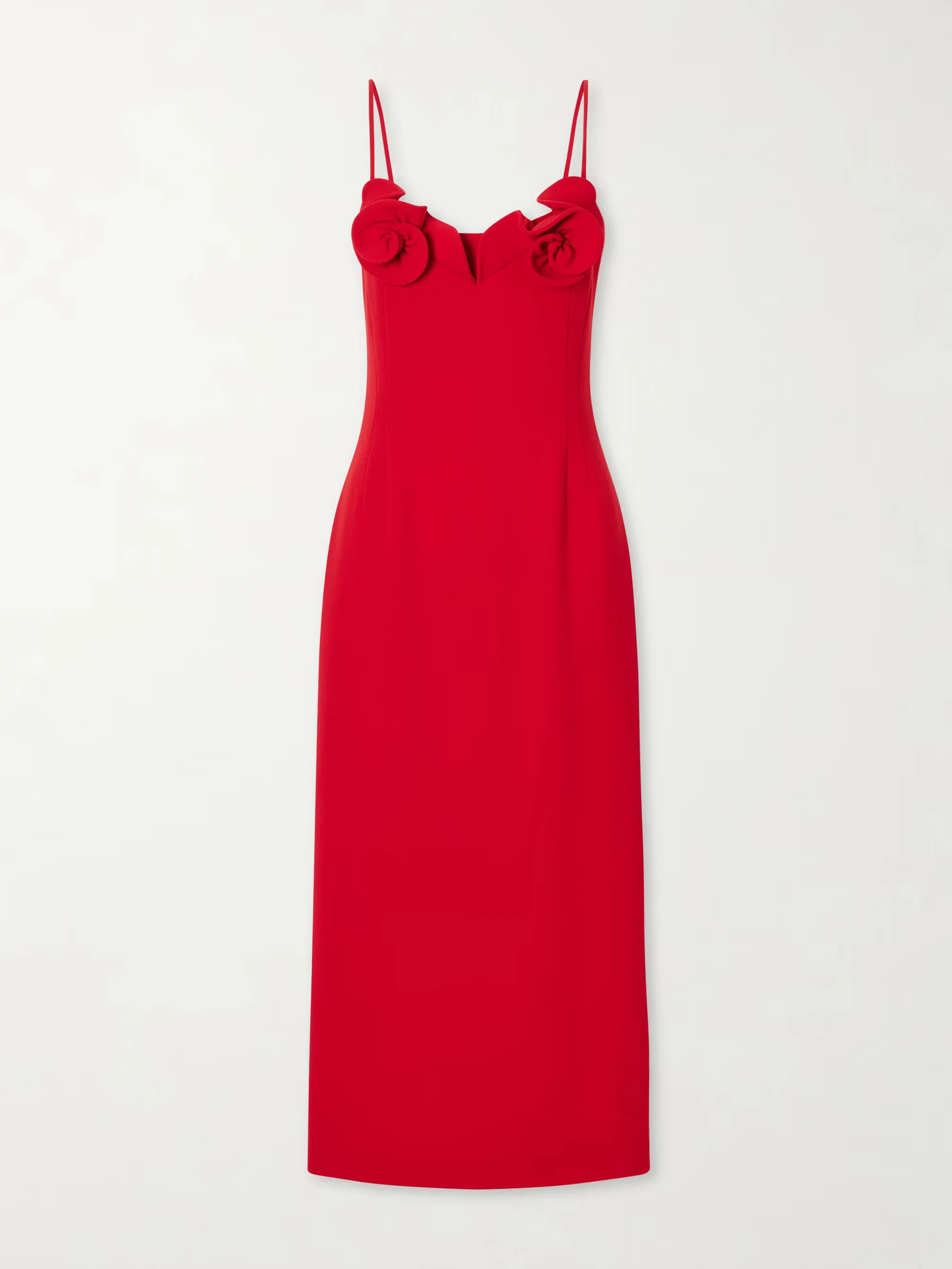 Red Rosette Sweetheart Neck Spaghetti Strap Slim Fit Maxi Dress [erp-image:1e4cb7c0be3248bb6ef0c46a]