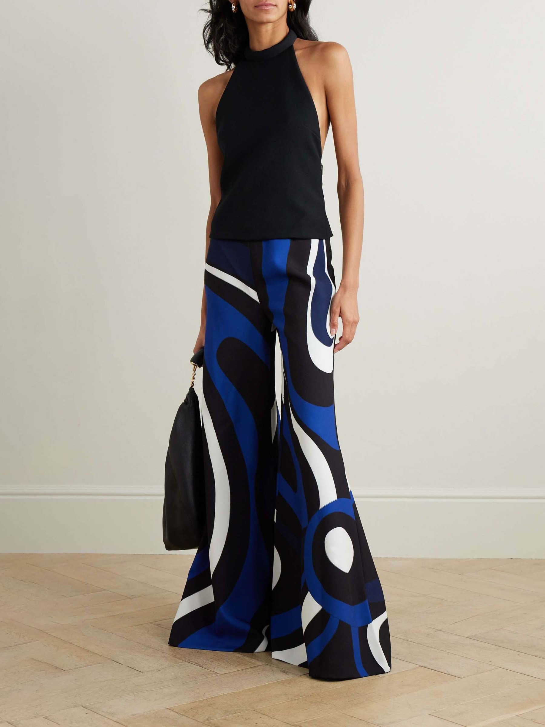 Elegant Stripe Print Halter Neck Jumpsuit