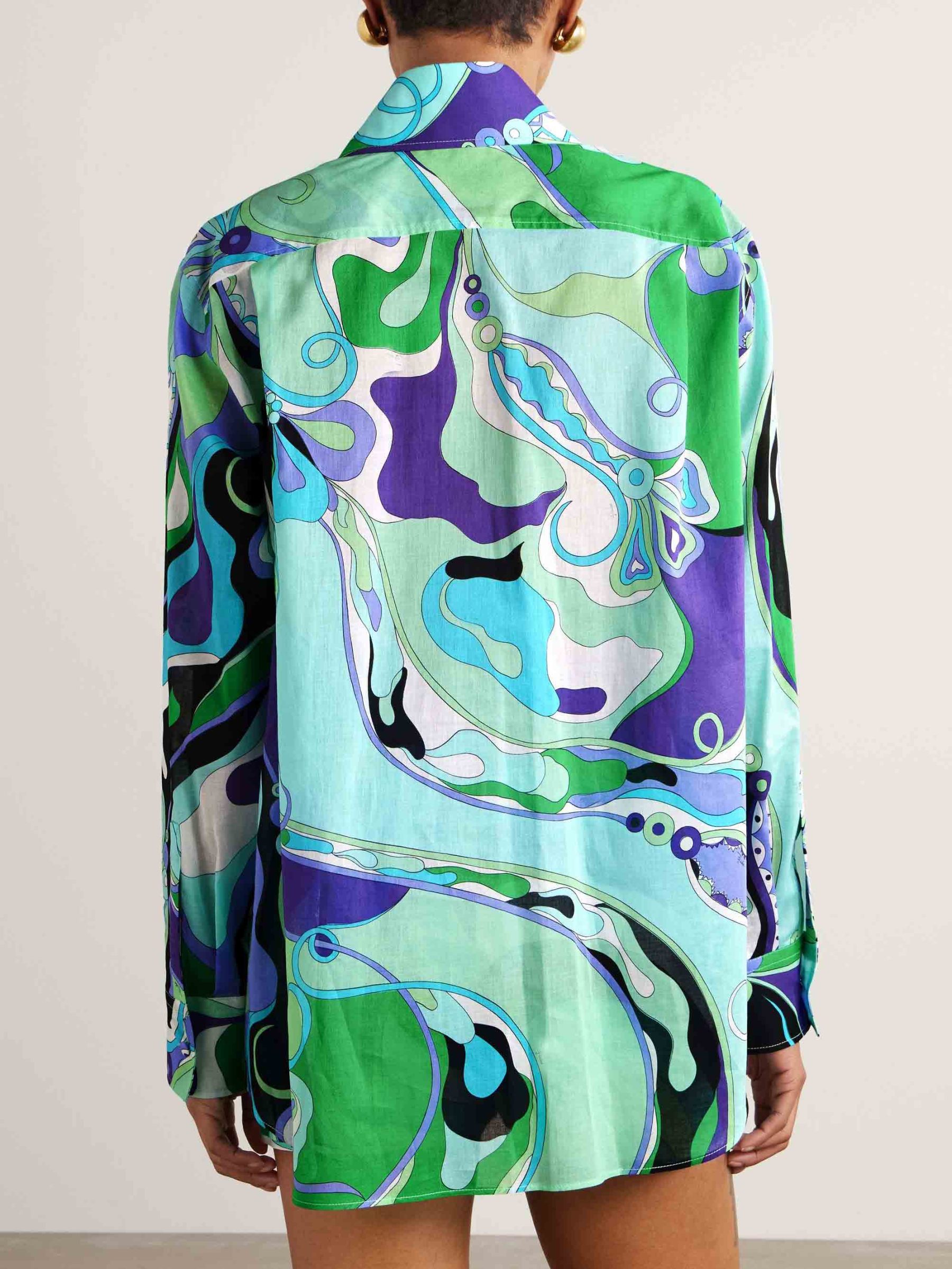 Unique Abstract Floral Print Long Sleeve Shorts Two Piece Set