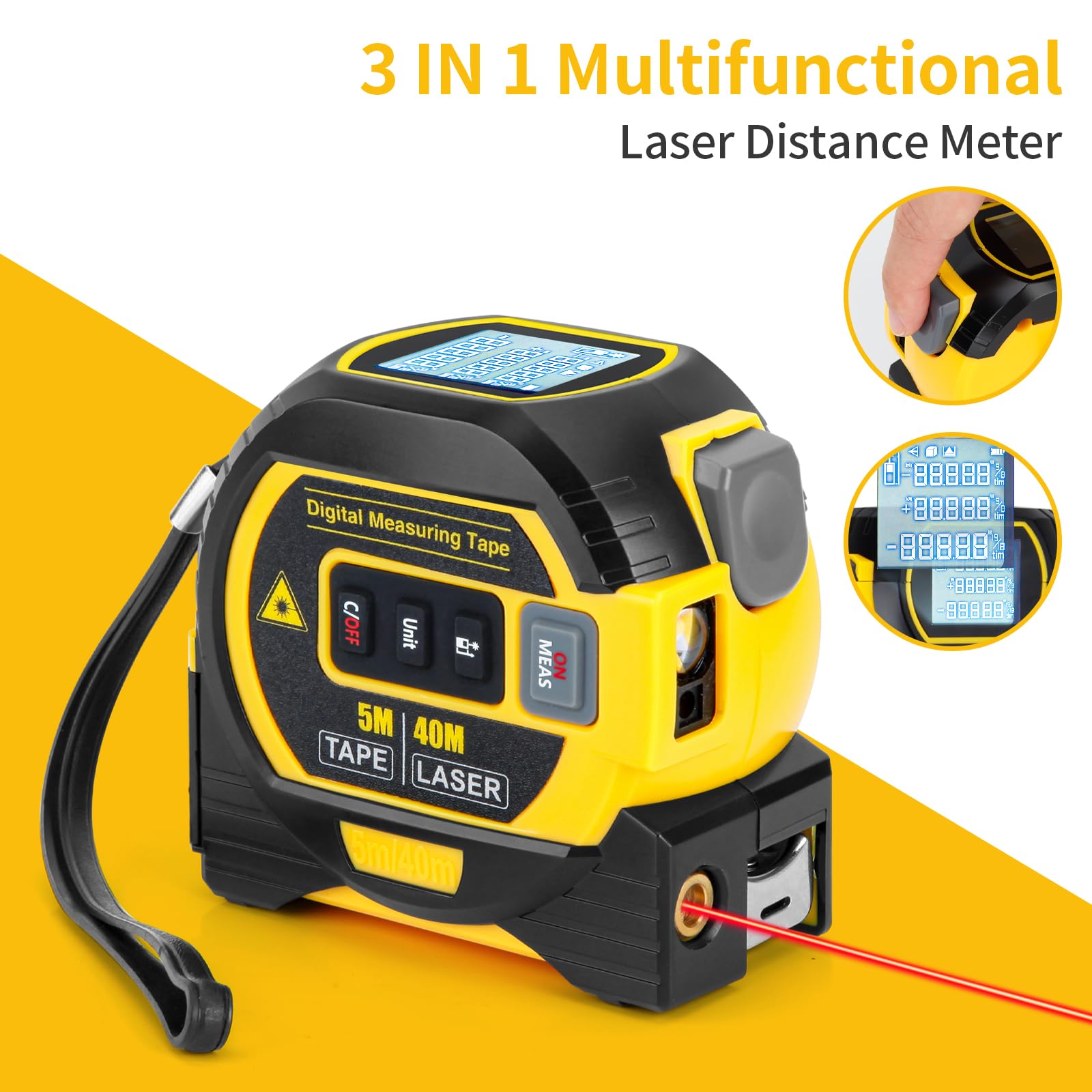 TACTREK 3-IN-1 Digital Laser Tape Measure-Tactrek