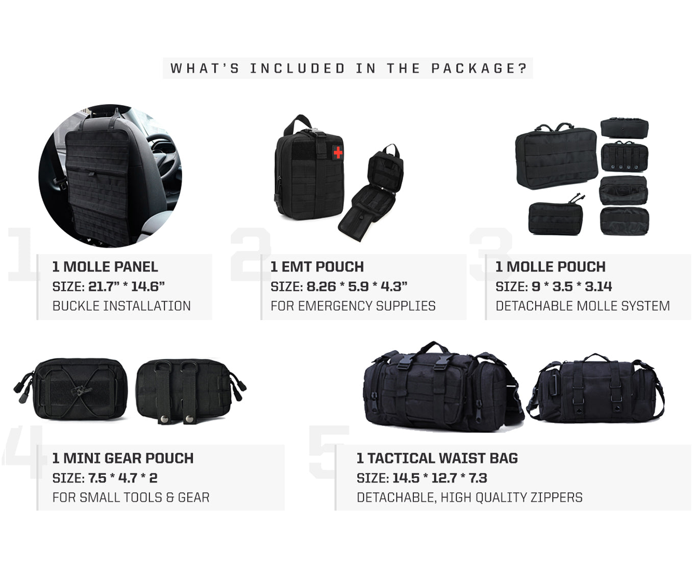 TACTREK MOLLE Seat Organizer Full Set-Tactrek