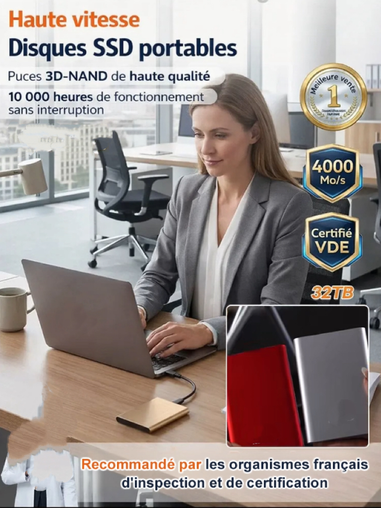 SSD portable à haute vitesse pour téléphone et ordinateur