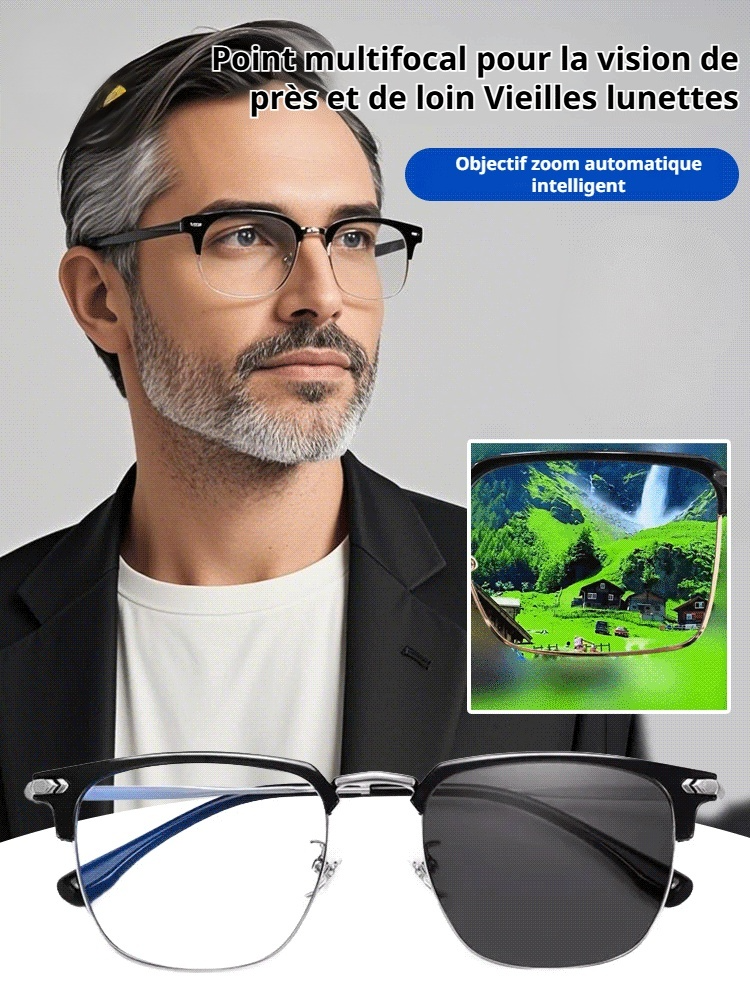 Automatic zoom blue light blocking reading glasses