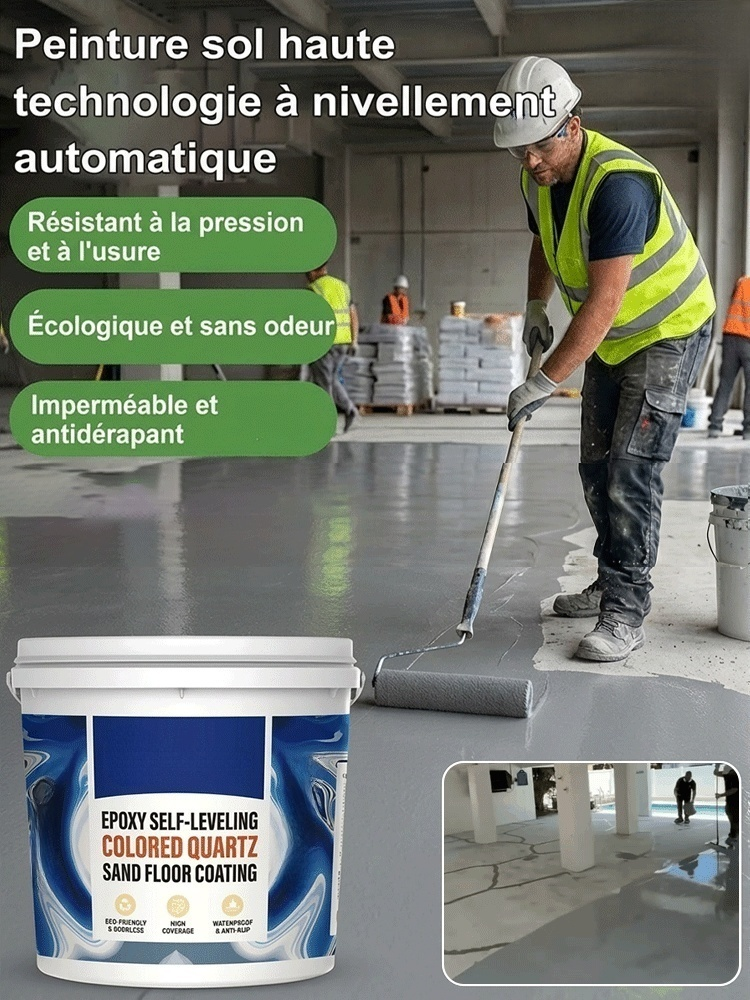 Peinture de sol époxy autonivelante à base d'huile JS, résistante à l'usure et antidérapante