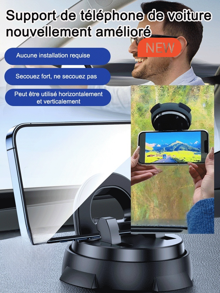 Console multifonction à ventouse intelligente avec support de téléphone de navigation