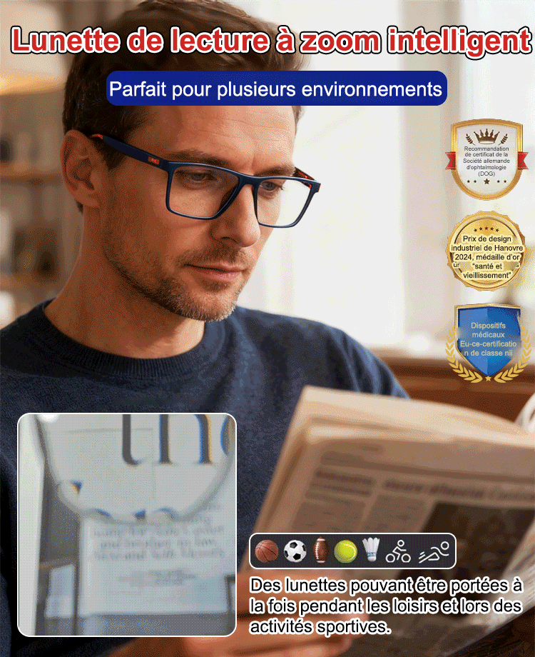 Lunettes Auto-Focus Révolutionnaires: Myopie + Presbytie. Pas d'examen requis! Attention, il n'en reste que 99!