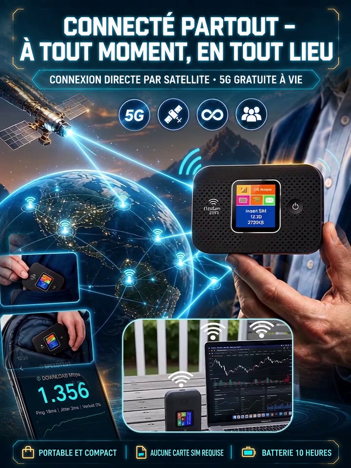 Point d'accès mobile WiFi couverture totale, Connexion sans abonnement, zéro frais internet mensuels!