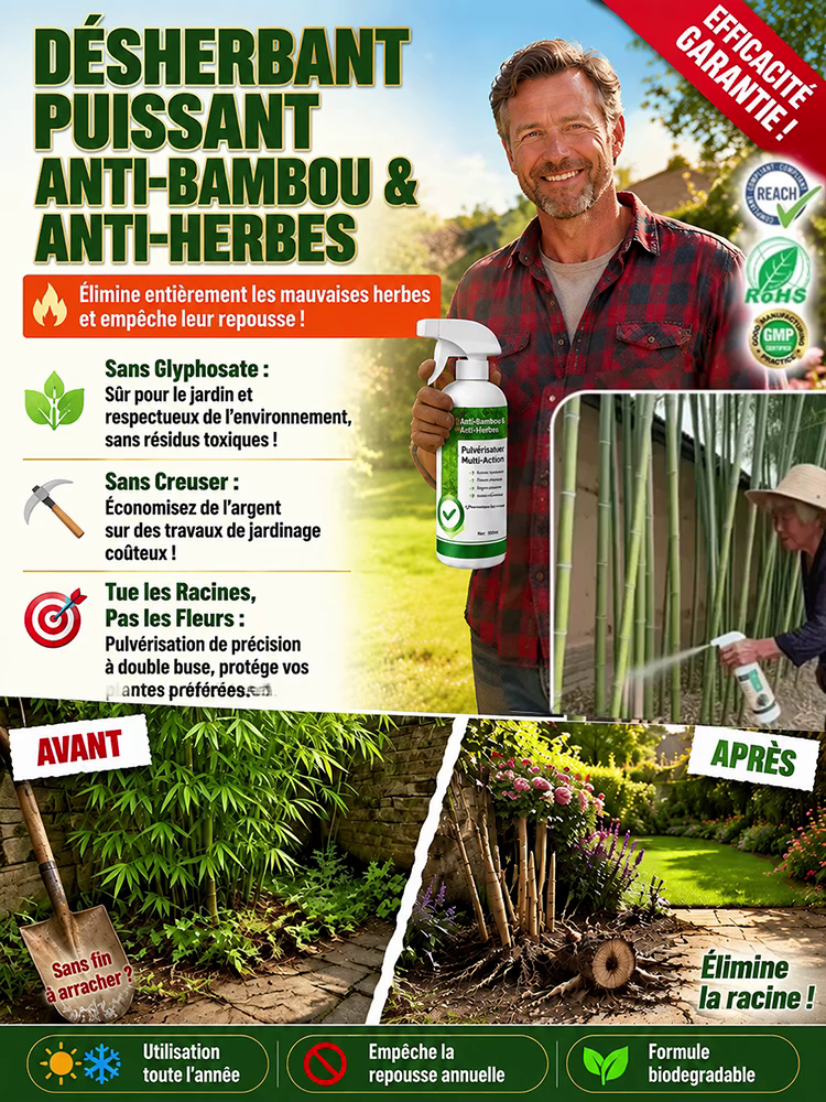 [Éradication totale] Spray pour lutter contre les mauvaises herbes et les bambous indésirables