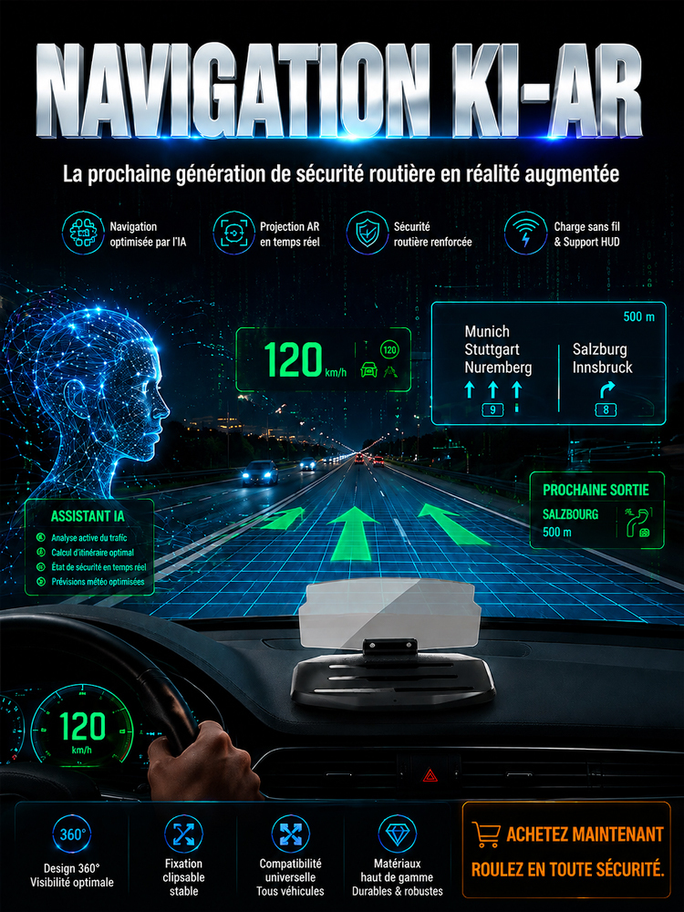 Support de téléphone voiture HUD miroir sans fil version améliorée
