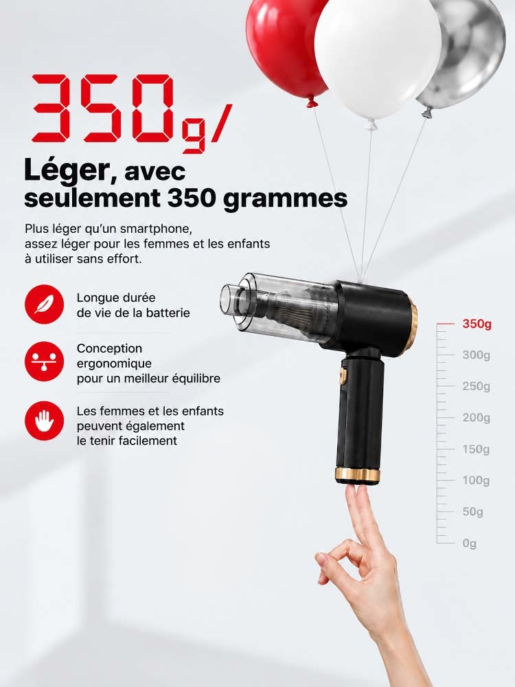 Puissant aspirateur de voiture 2-en-1 avec pompe à air