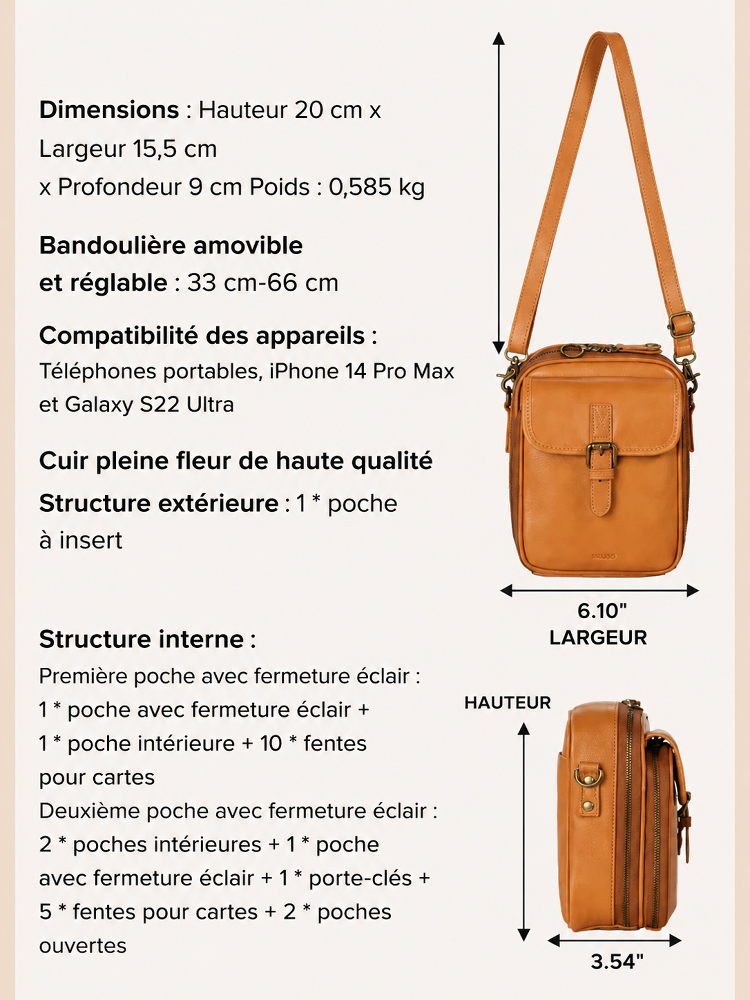 Sac Bandoulière Unisexe Tendance avec Protection RFID | À Moitié Prix ! Haut de gamme et organisation parfaite en un seul sac – offrez-vous cet accessoire digne d'Hollywood pour le prix d'un burger!