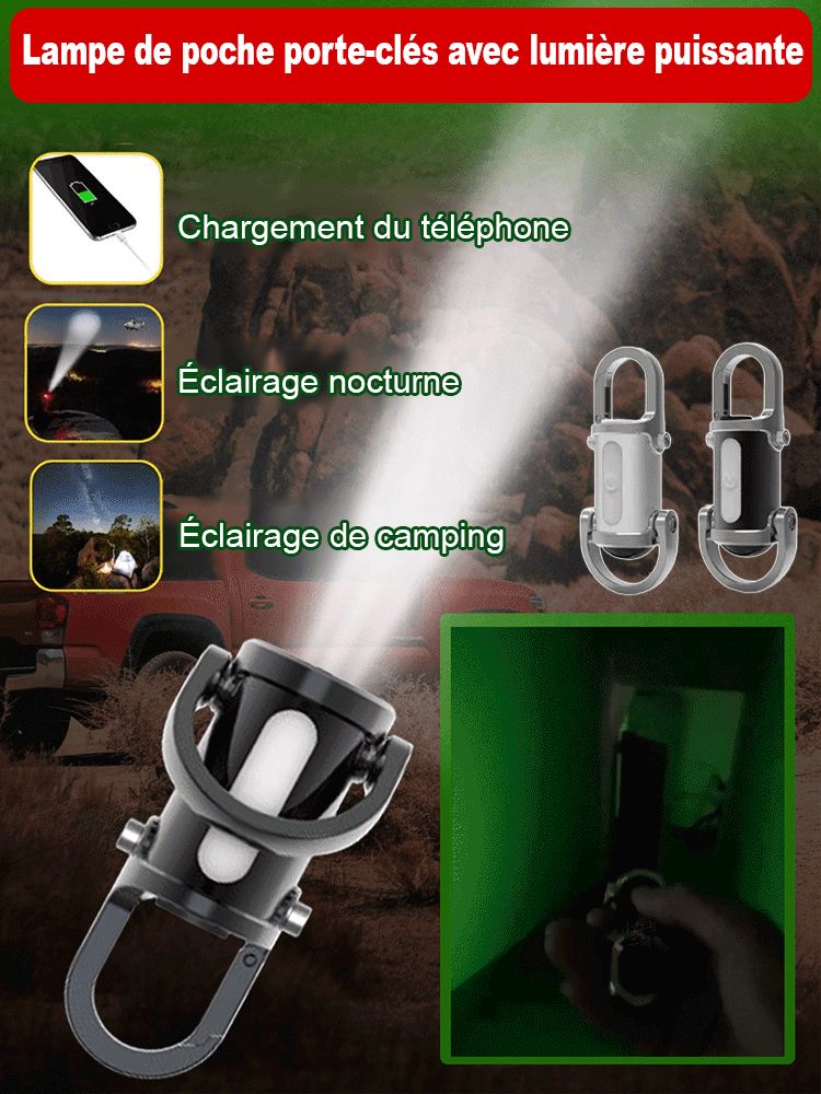 【⚡⚡Plus lumineux que les phares d'une voiture】Essai gratuit, keychain torche