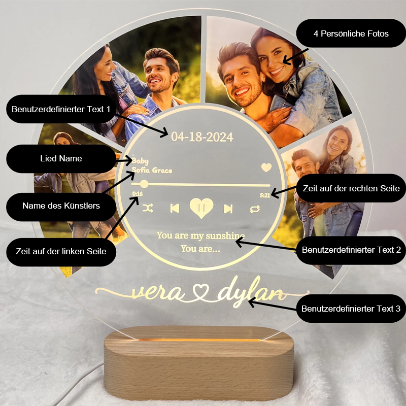 40 % Rabatt ⭐️ Personalisiertes Nachtlicht mit Musikfoto – das perfekte Geschenk für Familie und Partner
