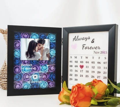 Individuelle Herz-Blumen-Schattenbox mit Foto