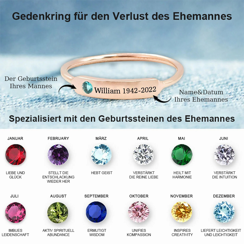 Personalisierter Gedenkring mit Geburtsstein