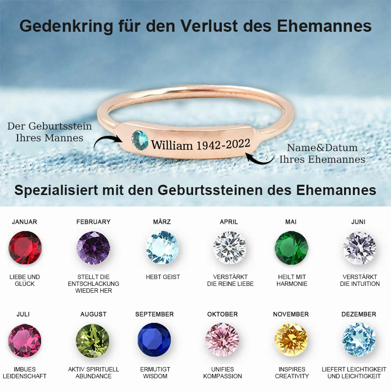Personalisierter Gedenkring mit Geburtsstein