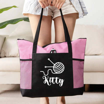 Personalized Knitted Design Large Tote Bag