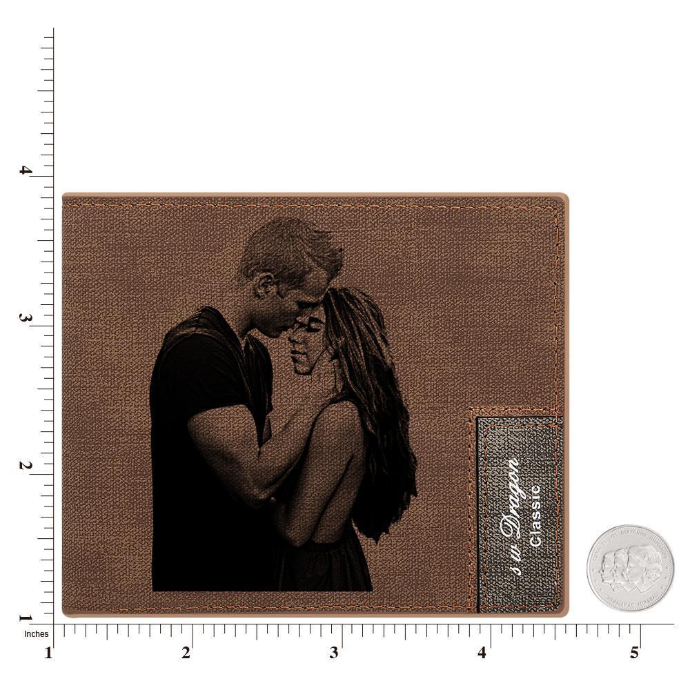 Men's Bifold Custom Photo Wallet Brown Personalized Wallets