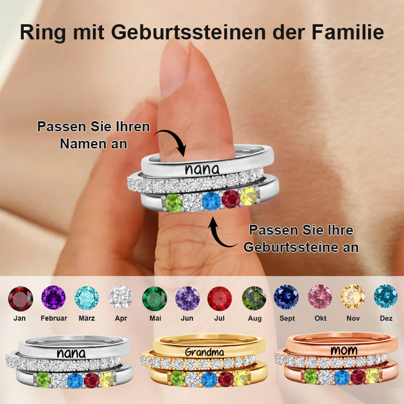 Großmutter-/Mama-Ringe mit Geburtssteinen für Enkel/Kinder