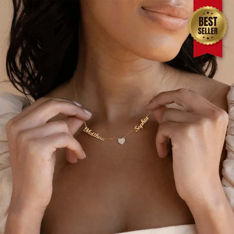 Aangepaste naam & effenen hart charme ketting