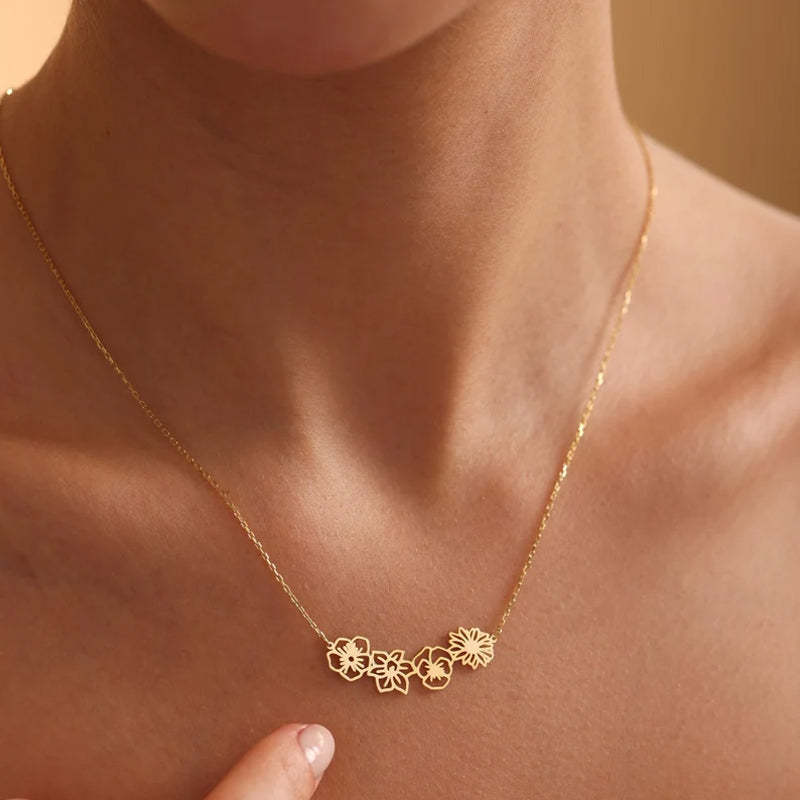 Geburtsblumen-Familienkette, Geschenk für Mama und Oma