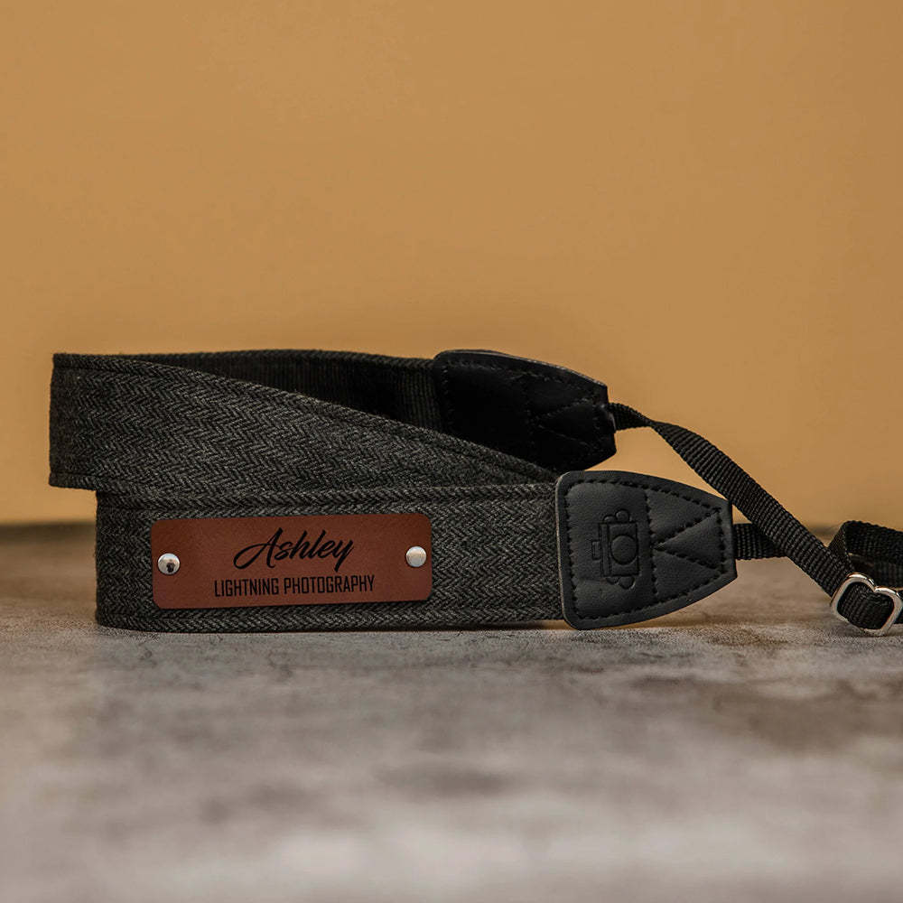 Personalisiertes handgefertigtes Leder Patch Kameraband