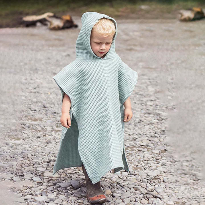 Personalized Embroidery Kids Waffle Bathrobe Cape - Suitable For Children Aged 2-7