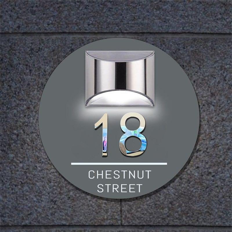 Personalized Round Solar 3D House Sign