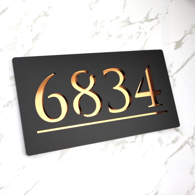 Custom house sign door address mirror plaque