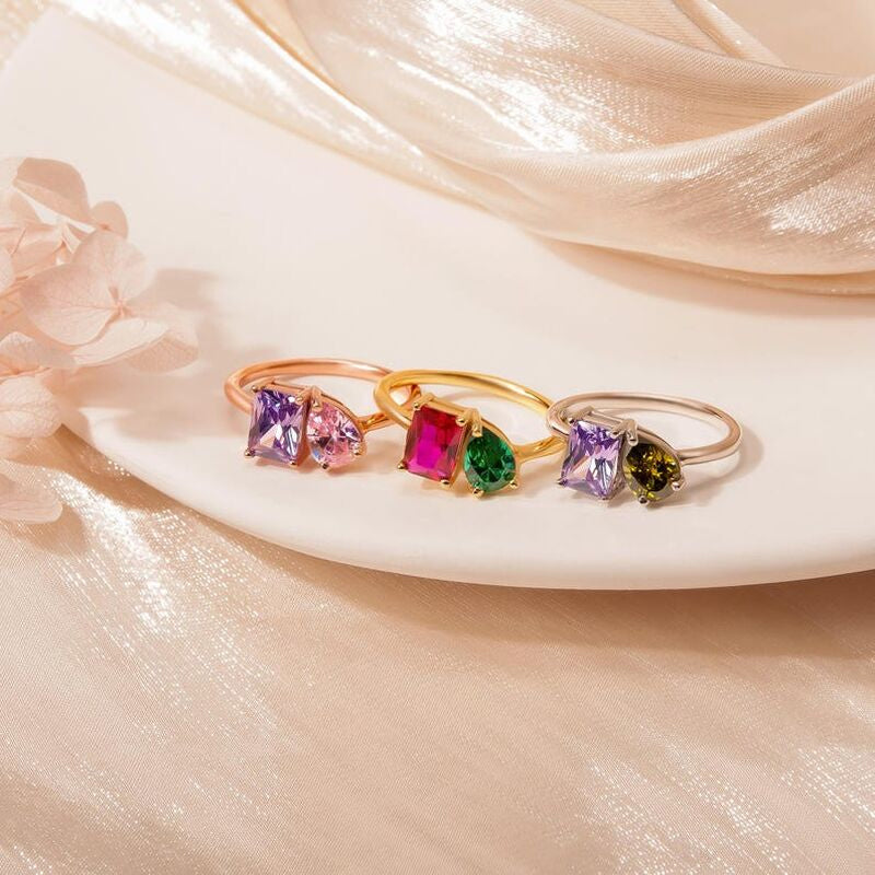Personalized Couples Birthstone Ring