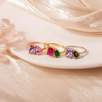 Personalized Couples Birthstone Ring