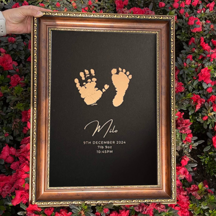 Custom Foiled Baby Hand & Footprint Art Frame