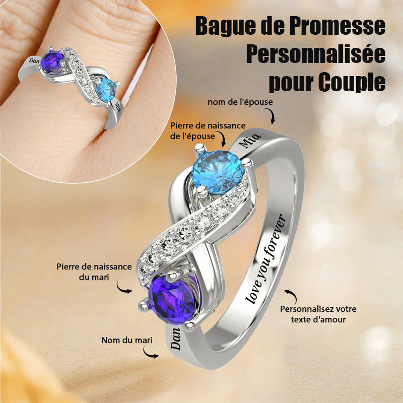 Bague De Naissance Personnalisée Pour Couple Avec Pierre De Naissance Infinie