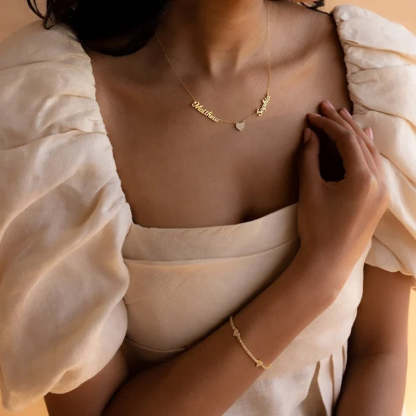 Aangepaste naam & effenen hart charme ketting