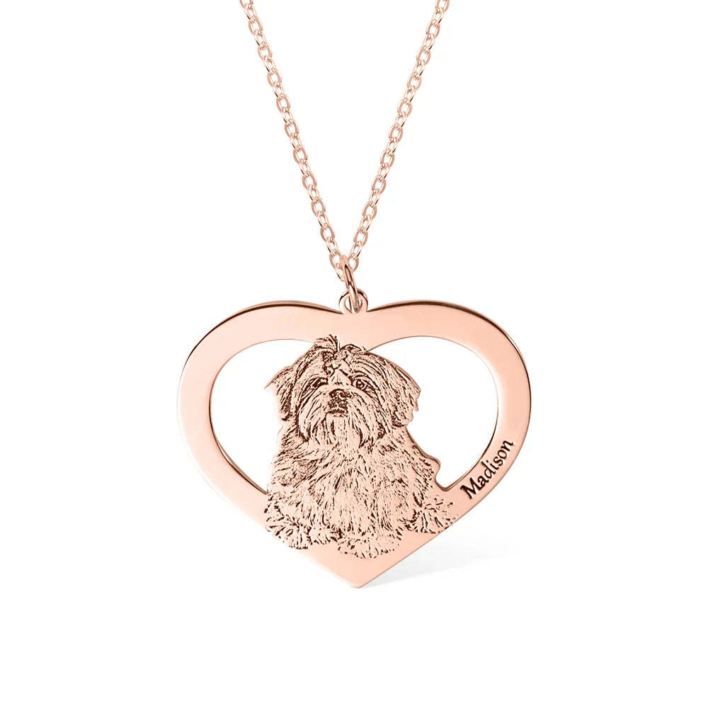 Personalisierte gravierte Herz-Halskette für Hunde und Katzen mit Namen, Geburtstagsgeschenk für Tierliebhaber