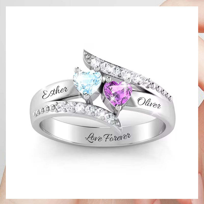 I Love You Forever - Personalized Promise Birthstones Ring