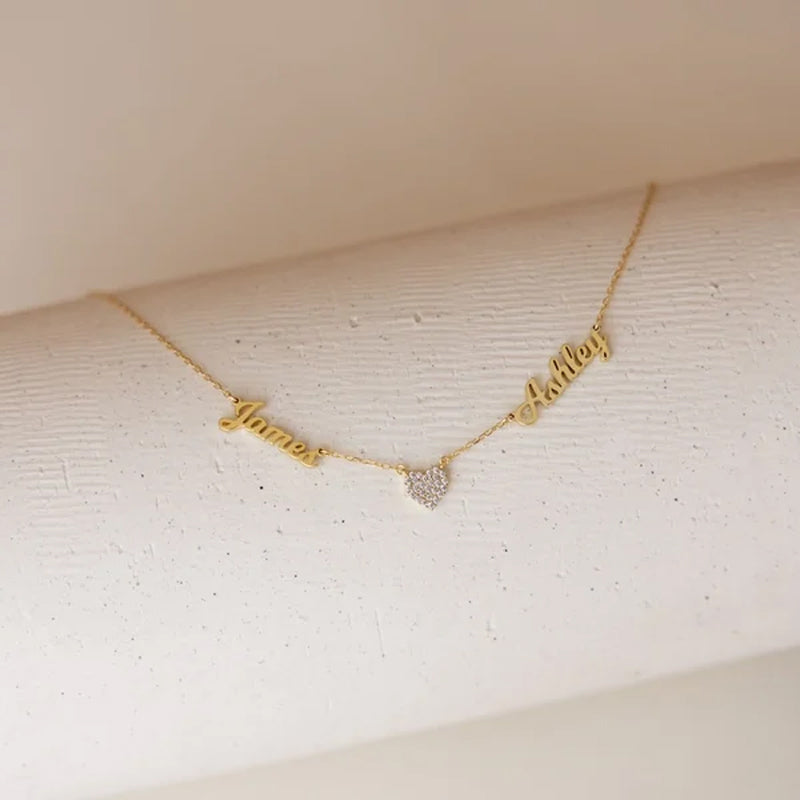 Aangepaste naam & effenen hart charme ketting