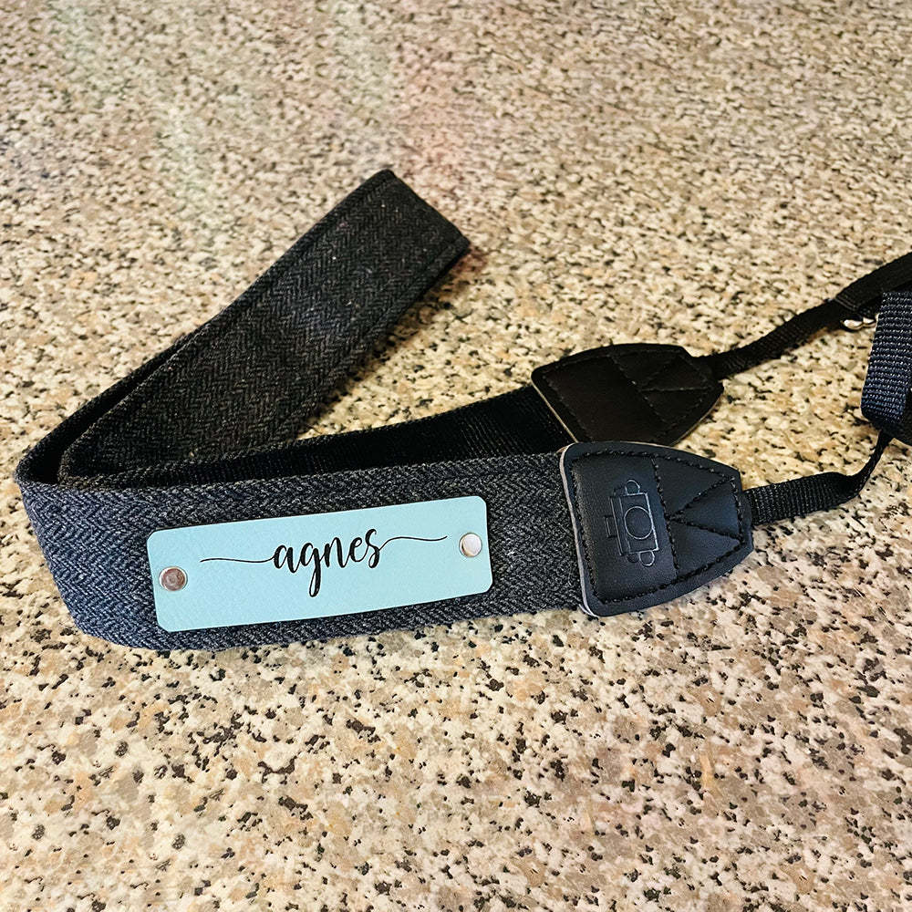 Personalisiertes handgefertigtes Leder Patch Kameraband