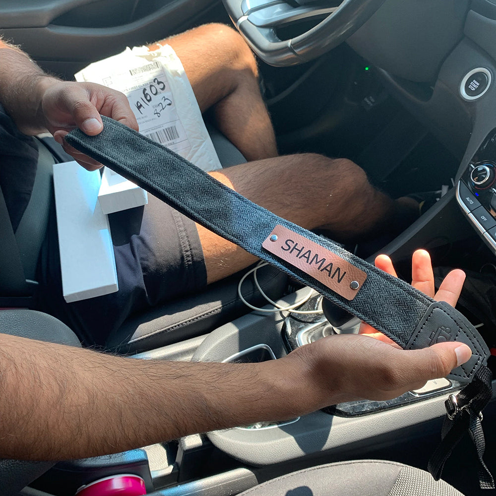 Personalisiertes handgefertigtes Leder Patch Kameraband