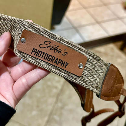 Personalisiertes handgefertigtes Leder Patch Kameraband