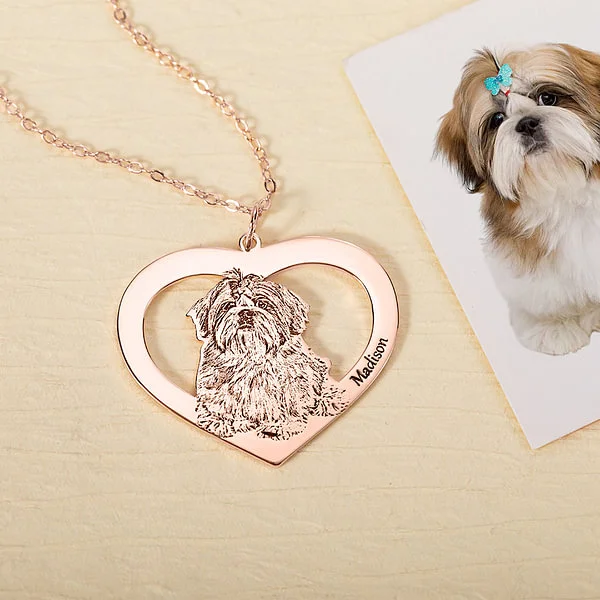 Personalisierte gravierte Herz-Halskette für Hunde und Katzen mit Namen, Geburtstagsgeschenk für Tierliebhaber