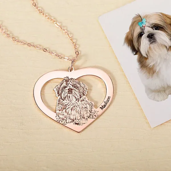 Personalisierte gravierte Herz-Halskette für Hunde und Katzen mit Namen, Geburtstagsgeschenk für Tierliebhaber