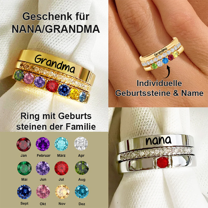 Großmutter-/Mama-Ringe mit Geburtssteinen für Enkel/Kinder
